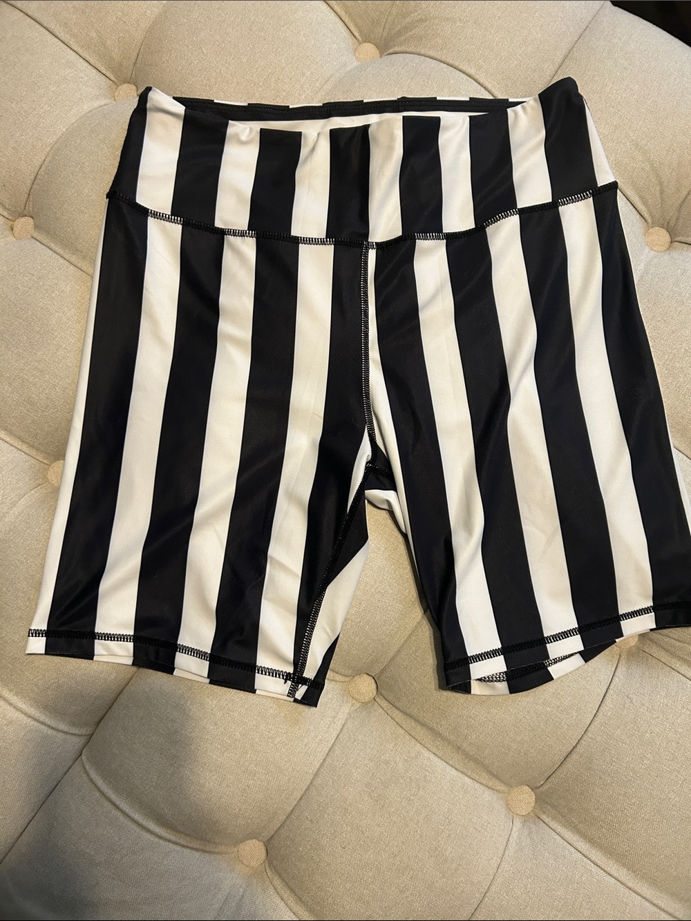 Amazon Women’s Black & White Vertical Stripe Bike Shorts